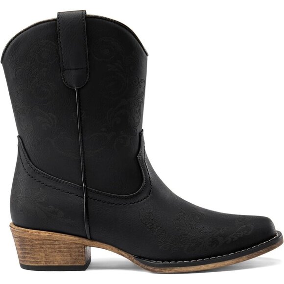 🆕 Women's Western Cowboy Ankle Boots Chunky Heel Square Toe Fall Booties Shoes - Picture 4 of 7
